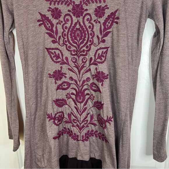 Johnny Was Embroidered Gray Long Sleeve Boho Tunic Shirt Size Small - Picture 5 of 8